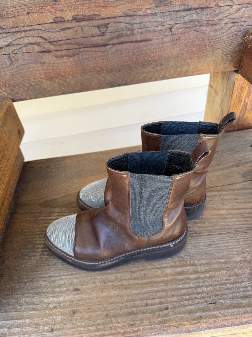 Brunello Cucinelli Brown Leather Chelsea Boots size 37 - Picture 2 of 9